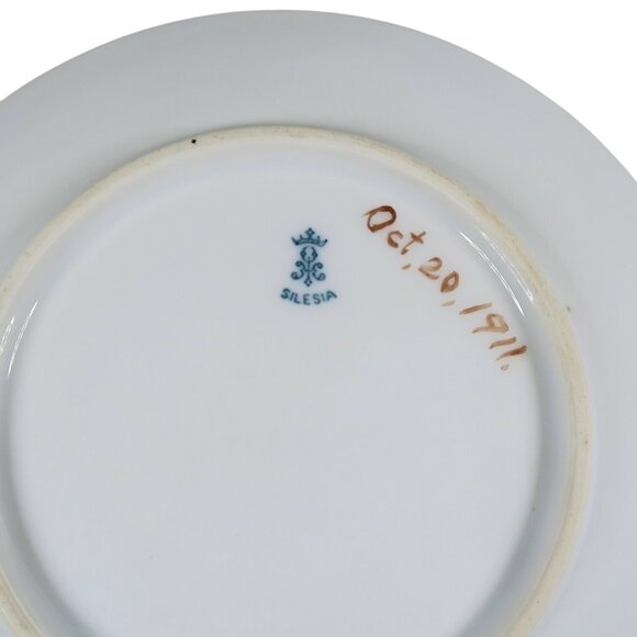 Hermann Ohme Silesia Porcelain Plate, Hand Painted Plums, Signed Draper, 1911 - Picture 5 of 5